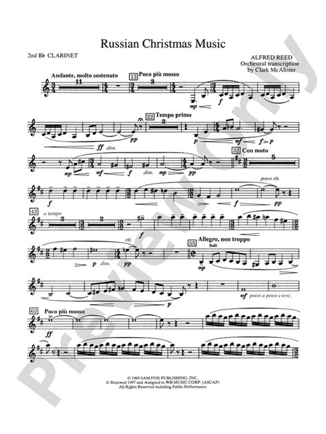 Russian Christmas Music 2nd B Flat Clarinet 2nd B Flat Clarinet Part