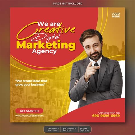 Premium Psd A Red And Yellow Advertisement For A Digital Marketing