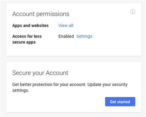 security section  google accounts settings