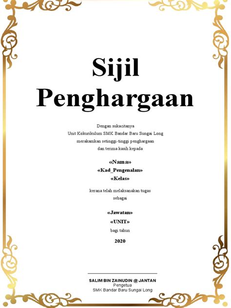 Template Sijil Penghargaan Ajk Ori Pdf