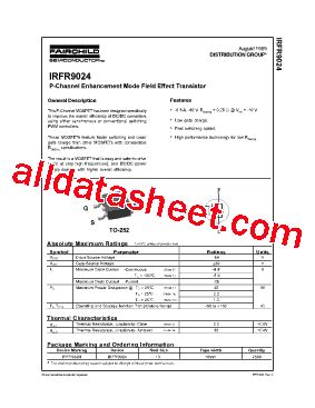 IRFR9024 Datasheet(PDF) - Fairchild Semiconductor