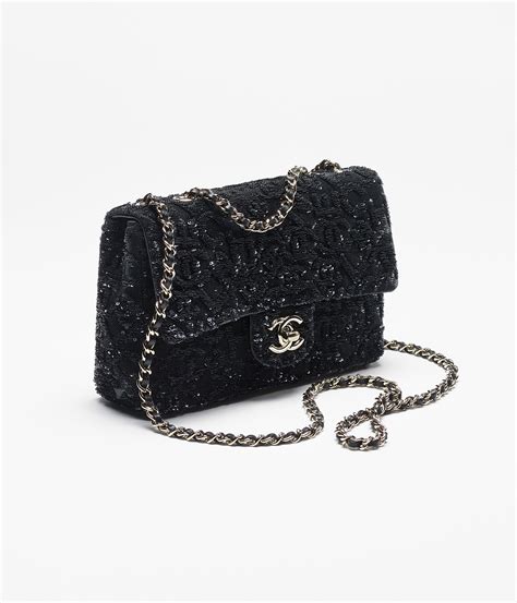 Flap Bag Sequins And Gold Tone Metal Black And Blue — Fashion Chanel