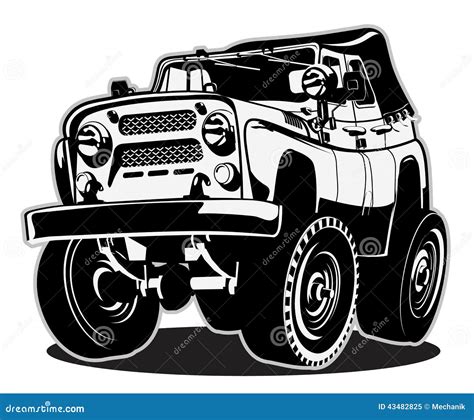 Cartoon Car Jeep Mascot Character Vector Illustration Cartoondealer