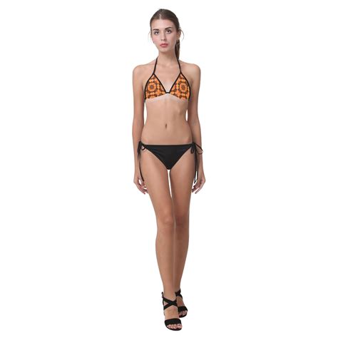 Geometric Pattern In Warm Tones Custom Bikini Swimsuit Model S Id D
