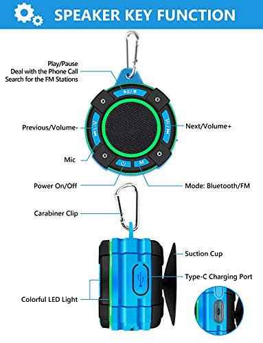 Basspal Bluetooth Speaker Ipx7 Waterproof Shower Speakers Bluetooth