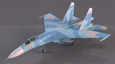 Russian Jet Fighter Sukhoi Su 27 Flanker Old 3d Model 129 Gltf Ma