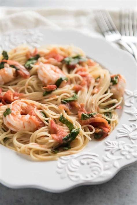 Angel Hair Pasta with Shrimp, Tomatoes and Fresh Basil - House of Nash Eats