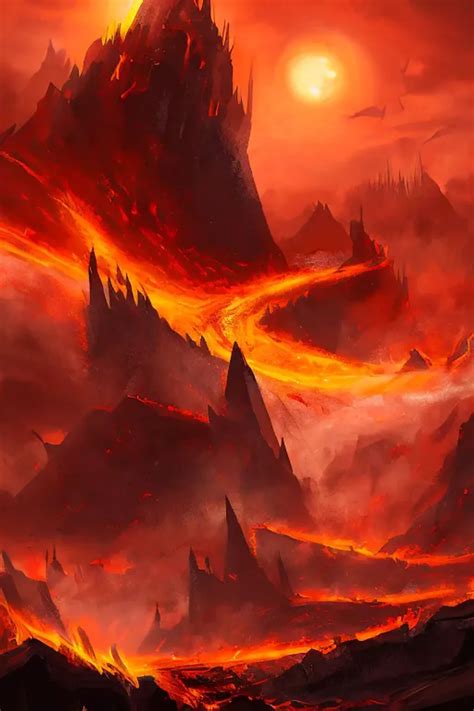 Tomasz Jedruszek Phyrexian Mountain Red Orange Fire
