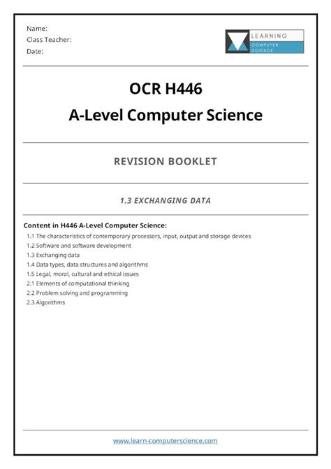 Pdf Ocr H446 A Level Computer Science Ocr H446 A Level Computer