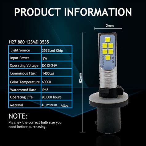 2 stk h27 led 880 881 led pære h27w h27w/1 h27w/... – Grandado