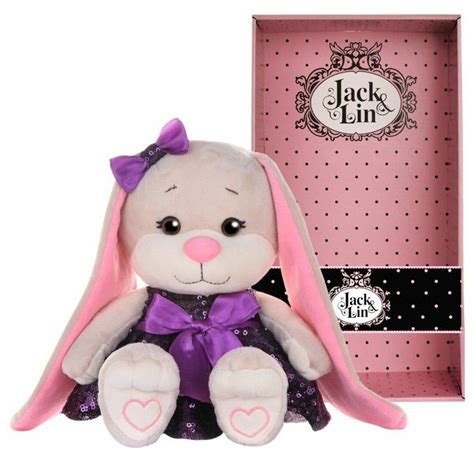 Мягкая игрушка Jack & Lin Зайка Лин в фиолетовом платьице с пайетками ...