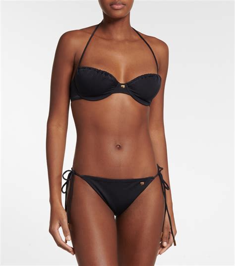Logo Ruched Bikini In Black Tom Ford Mytheresa