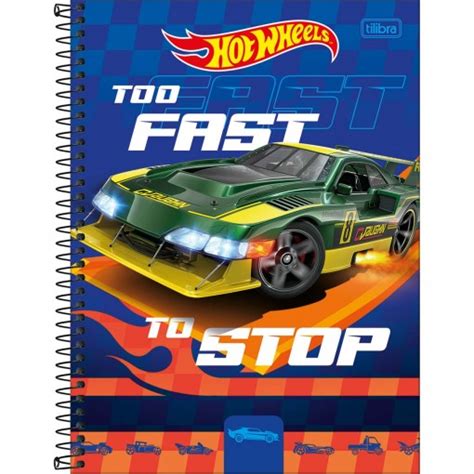 Caderno Espiral Capa Dura Universitário Connect 1 Matéria Hot Wheels 80 Folhas Pacote 4