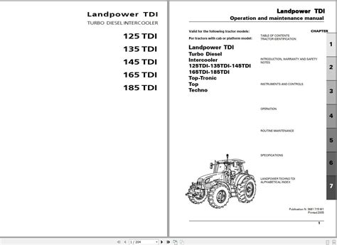 Landini Tractor Landpower Tdi Operation And