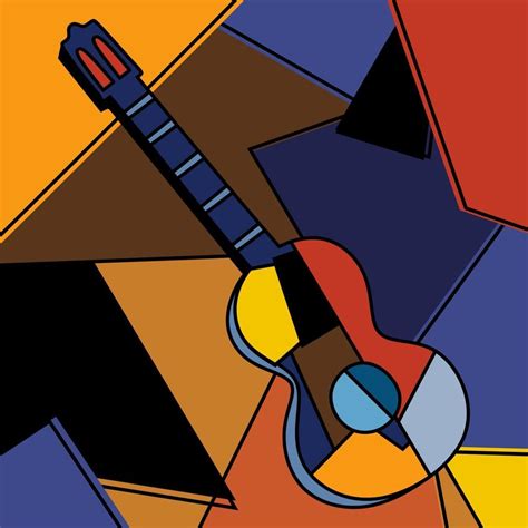 Una Guitarra Ac Stica Cubista Pintura Surrealista Dise O Abstracto