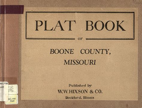 Plat Book Of Boone County Missouriby Ww Hixson And Co Rockford Ill