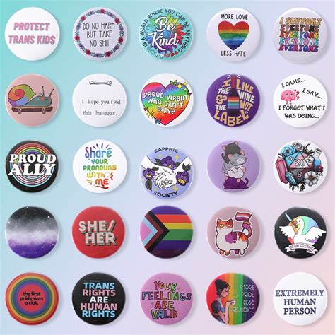 Mm Rainbow LGBT Tinplate Badge Gay Heart Lapel Pin Text Badge Gift For Friends Clothing