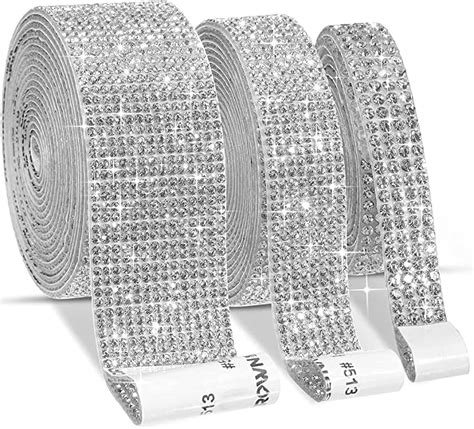 Fvdfdg 3 Rolls 3 Yards Self Adhesive Crystal Rhinestone Diamond Ribbon