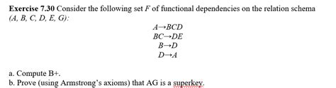 Solved Exercise Consider The Following Set F Of Chegg