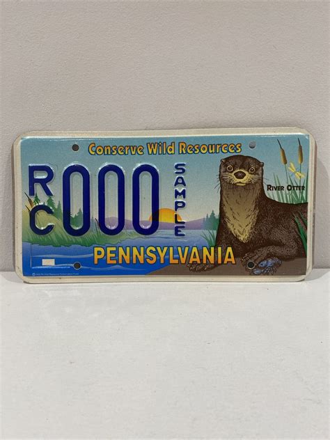 Pennsylvania Sample License Plate Rc000 River Otter Conserve Wild