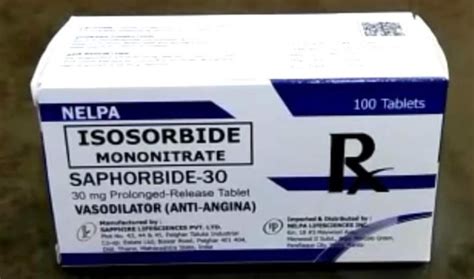 SAPHORBIDE 30 Isosorbide Mononitrate 30mg Prolonged Release Tablet 100