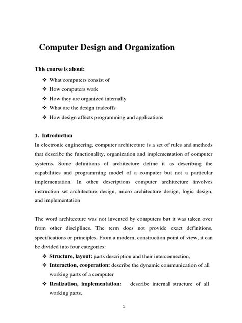 Computer Architecture And Organization Notes Pdf Central Processing