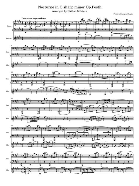 Nocturne In C Sharp Minor Opposth Pdf Musical Compositions Pitch