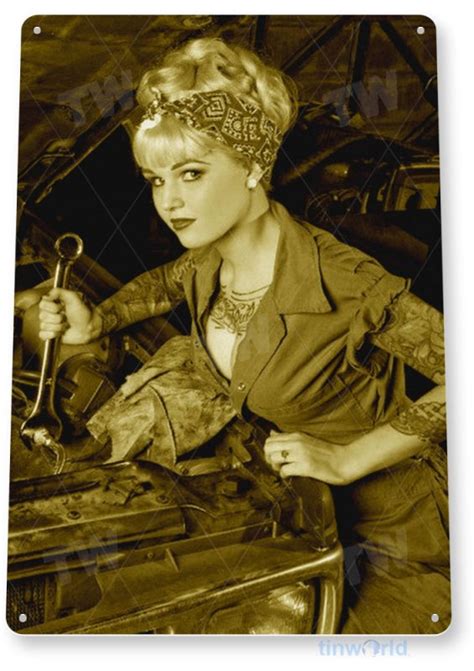 Hot Rod Pin Up Sign B192 TinWorld Model Pin Up Signs Tinsign