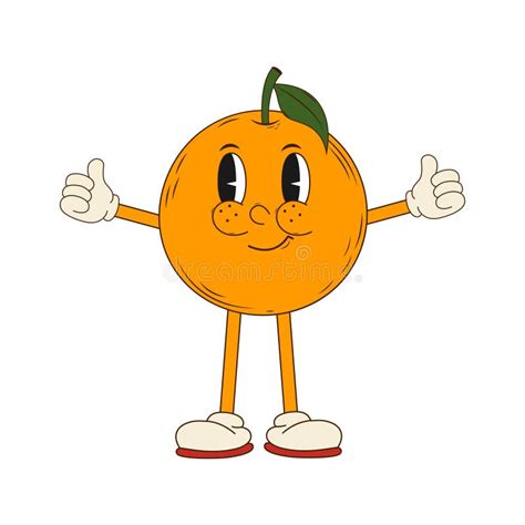 Groovy Hippie Cartoon Orange In Trendy 60s 70s Style Vector