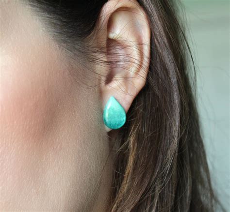 Nude Teardrop Earrings Nude Clay Earrings Gold Flakes Earrings Teardrop Studs Resin Earrings