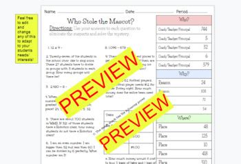 Math Review Mystery by Acute Math Stop and Shop | TPT