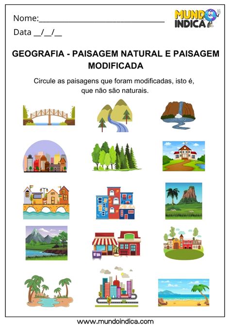 6 Atividades de Geografia sobre Paisagens Naturais e Modificadas