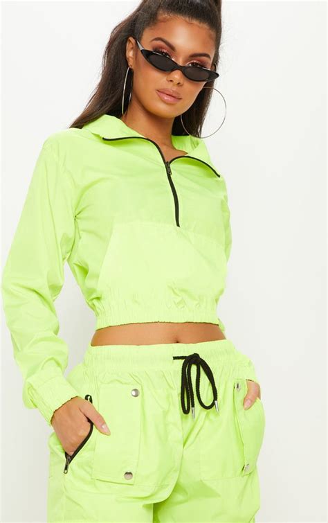 Lime Shell Zip Up Tracksuit Top Tracksuit Tops Matching Sets Outfit