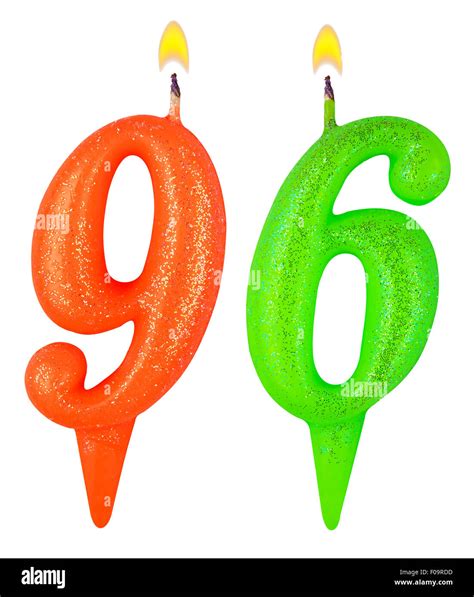 Birthday Candles Number Ninety Six Isolated On White Background Stock