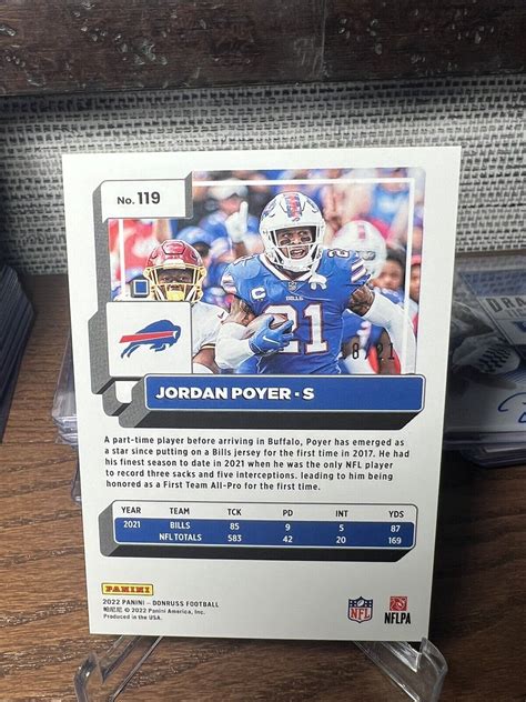 2022 Panini Donruss Jersey Number 21 Jordan Poyer 119 EBay