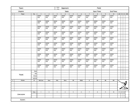 Excel Printable Baseball Scorecard