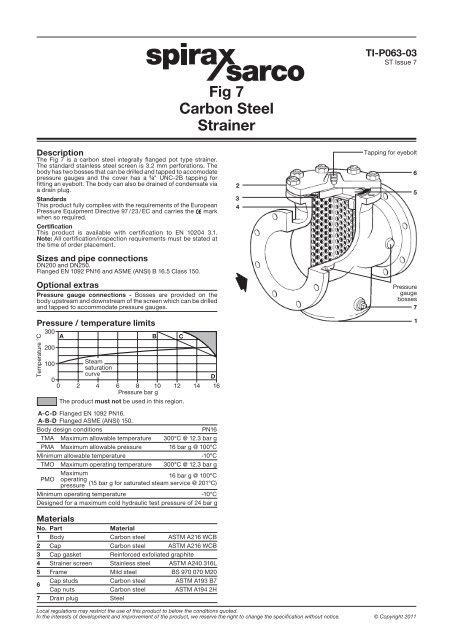 Fig 7 Carbon Steel Strainer Spirax Sarco