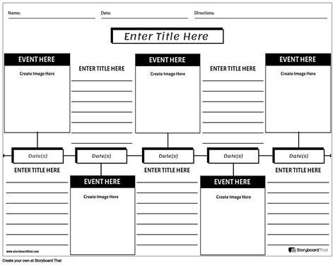 Timeline Worksheet Template With 5 Squares And Lines