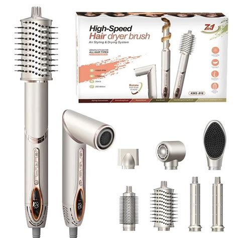Jual 7 In 1 Folding Hair Dryer 110000rpm High Speed Negative Ions Blow Dryer Hot Air Brush Hair