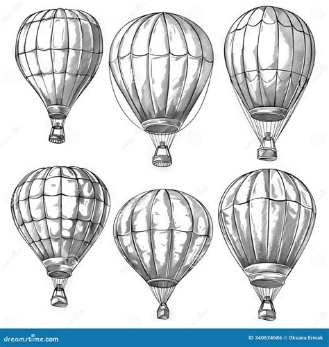 Hot Air Balloon Set Contour Drawings For Design Stock Photo Image Of Design Symbol 340634686