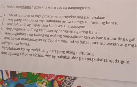 Isulat Kung Tama O Mali Ang Isinasaad Ng Pangungusap Alumnos