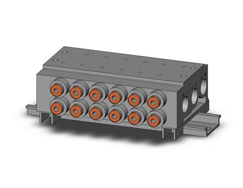 SMC VV5QZ25-06C4C-D mfld, base mount w/fittings, VV5QZ* MANIFOLD VQZ 4/ ...