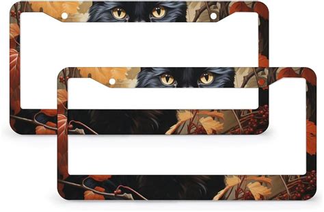 2 Pieces Welcome Fall Cat License Plate Frame Cat Dad Ts