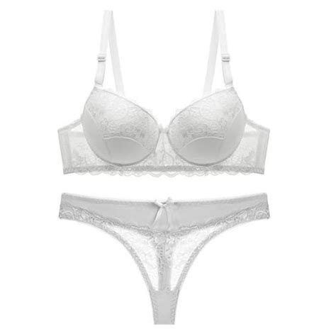 SOUTIEN GORGE Femmes Lingerie Sexy Dentelle Fleurs Push Up Top Pantalon Sous Vêtements Ensemble