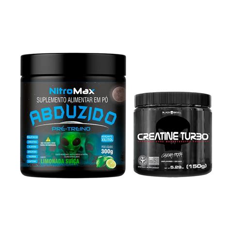 Kit Pre Treino Abduzido G Creatina Turbo G Black Skull