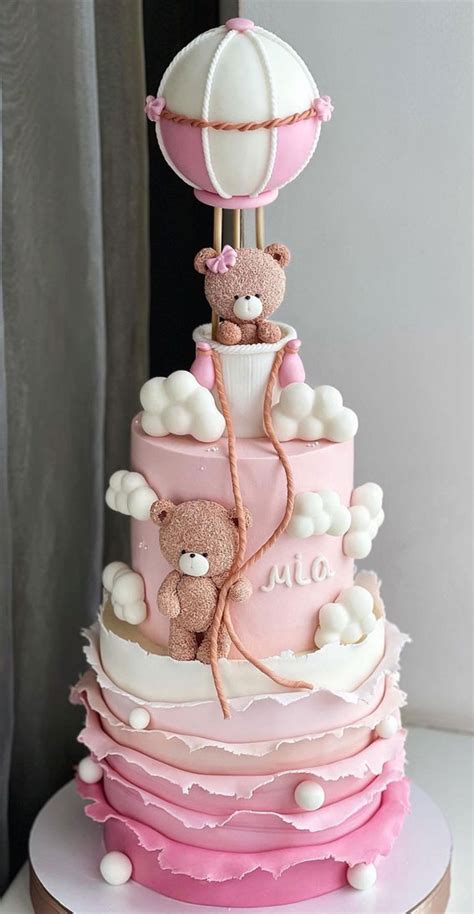 25 Baby Girl First Birthday Cake Ideas Two Tiered Ombre Pink Cake