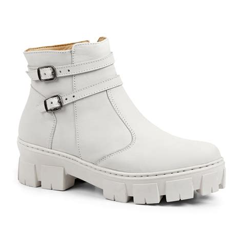 Bota Coturno Feminina Tratorada Alicia Off White