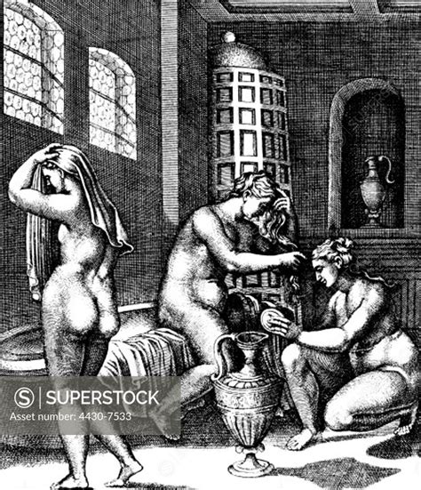 Bathing Women S Bath Copper Engraving Italy Th Century Renaissance Bathtub Bath Tub Nude