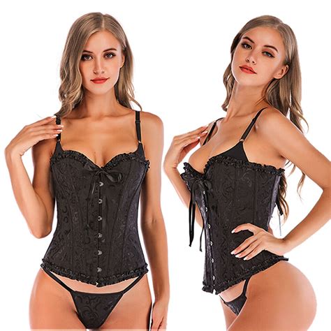 Women Lace Up Corset Bustier Shaper Waist Cincher Top Plus Size Lingerie S Xl Ebay