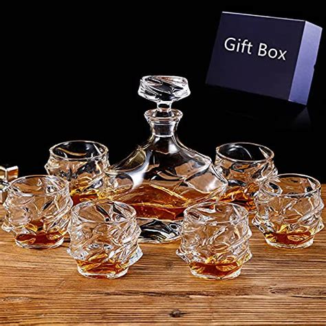 Jorunb 7 Piece Decorative Whiskey Decanter Set Classic Whiskey